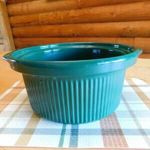 Vintage Rival Crock Pot 5 Quart Replacement Green Stoneware Insert Bowl